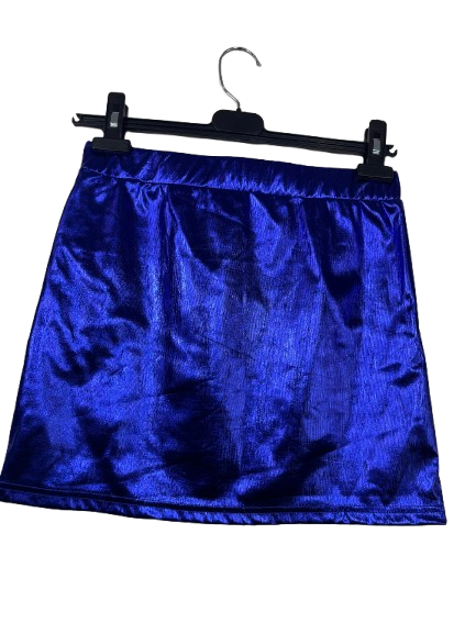 Adyson Parker shiny blue metallic mini skirt size 26 elastic waist women's fashion skirt back view