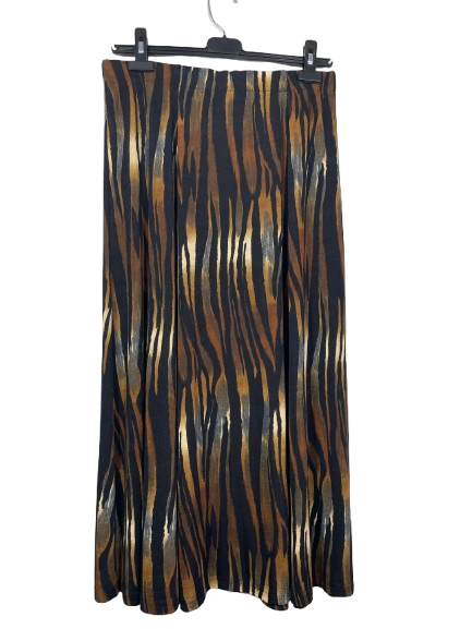 Jostar tiger print maxi skirt size XL black bronze gold stretch pull-on back view