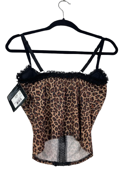 Coquette leopard print bustier top size medium new with tags adjustable straps back view