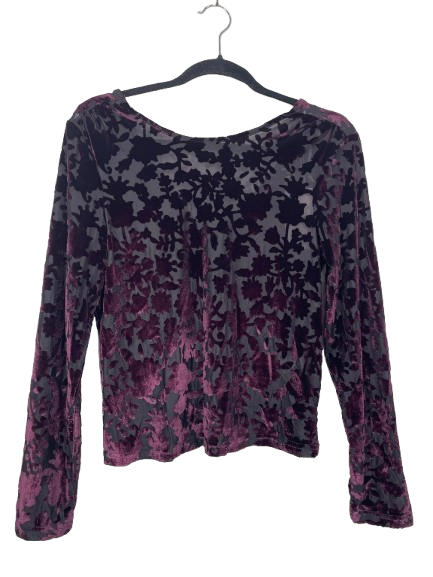 ONLY black berry purple floral sheer long sleeve top size small new with tags front view