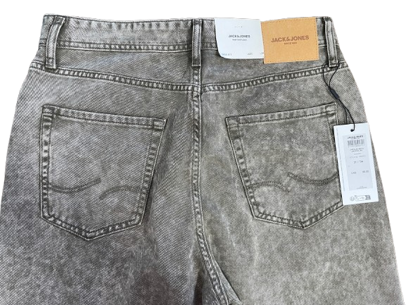 Jack & Jones washed grey wide fit jeans size 31x34 back view