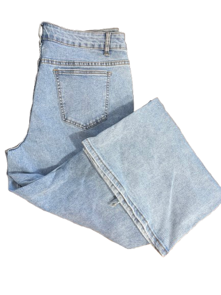 Light wash wide leg cargo jeans size 16 with lace-up leg details