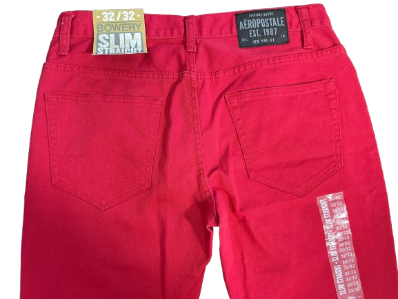 Aeropostale red Bowery Slim Straight jeans size 32x32 back view