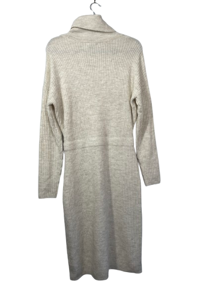Size Medium RW&CO cream ribbed knit sweater dress back view
