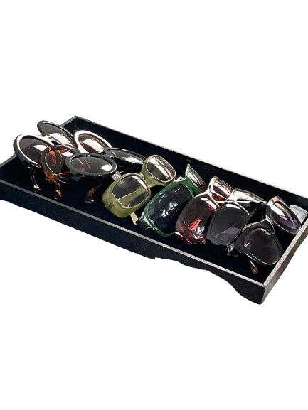 8-pair sunglasses collection with round square oversized green black and tortoiseshell frames