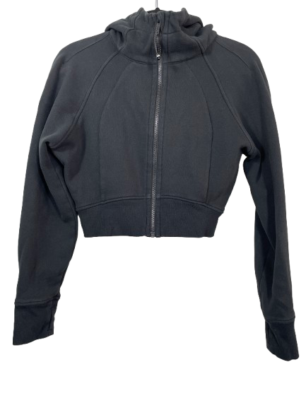 Lululemon size 8 black cropped full zip hoodie front
