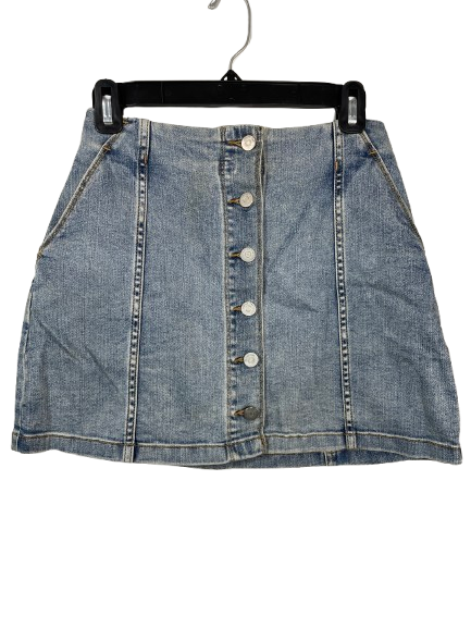 Aritzia Wilfred Free size 4 blue denim button front mini skirt front