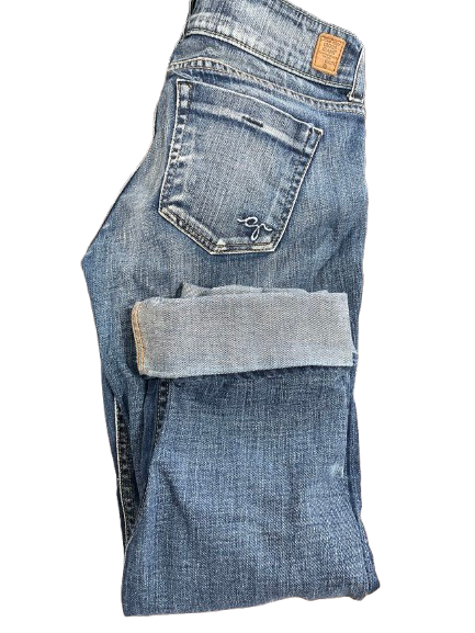 GUESS Jeans size 28 blue cuffed cropped stretch jeans side view