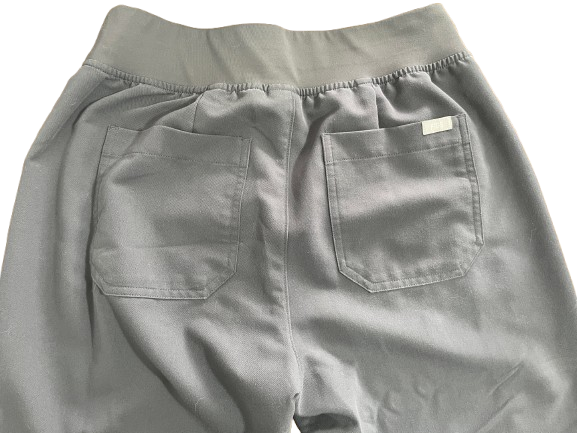 FIGS women's size medium dark grey scrub pants back patch pocket detail