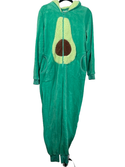 FunzieTime size large green avocado hooded onesie Halloween costume front view