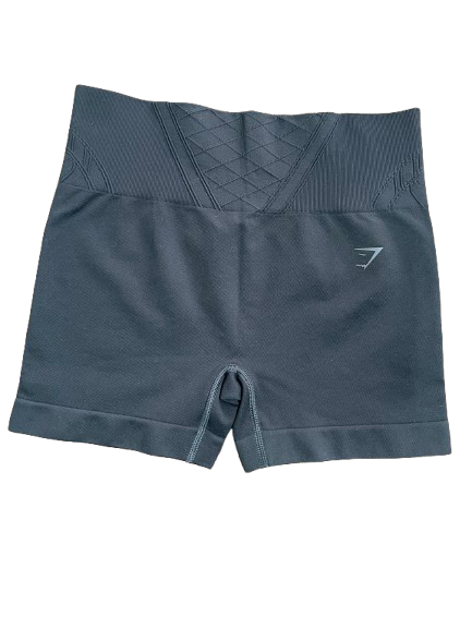 Gymshark women's size medium black Corset Seamless high-rise workout shorts front view