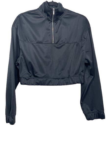 H&M Divided women's size medium black cropped half-zip long sleeve top front view