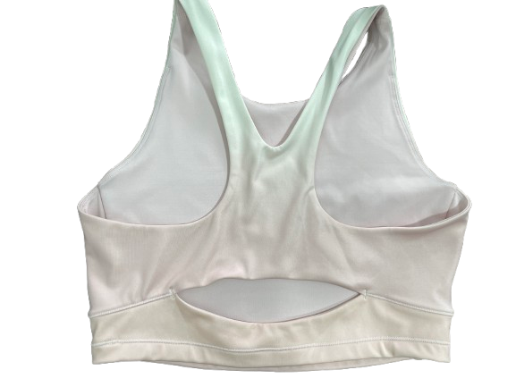 PUMA Studio Ombre Racerback Cropped Top women's size medium pink and white racerback with cutout back