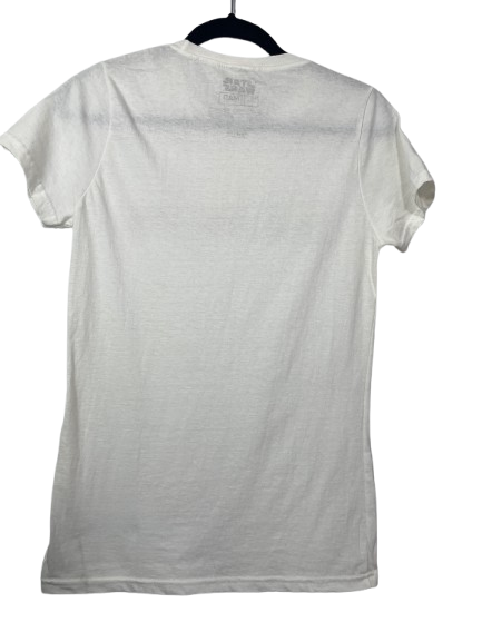 tar Wars women's size small Grogu Baby Yoda white short sleeve graphic T-shirt back view