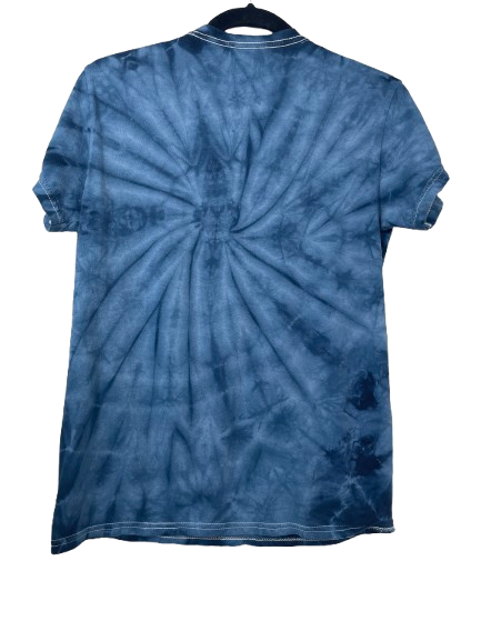 Spencer's size small blue navy swirl tie-dye graphic T-shirt back view