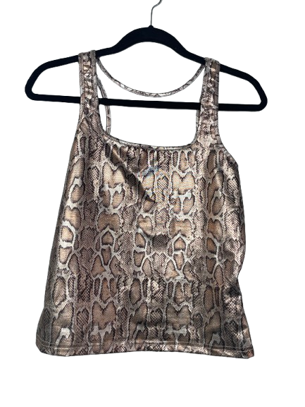 SHEIN women's size large brown multi snakeskin print scoop neck tank top front view