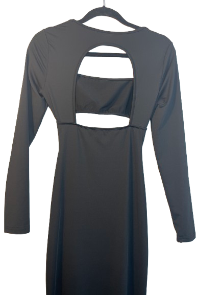 SHEIN black long sleeve maxi dress back cutout detail