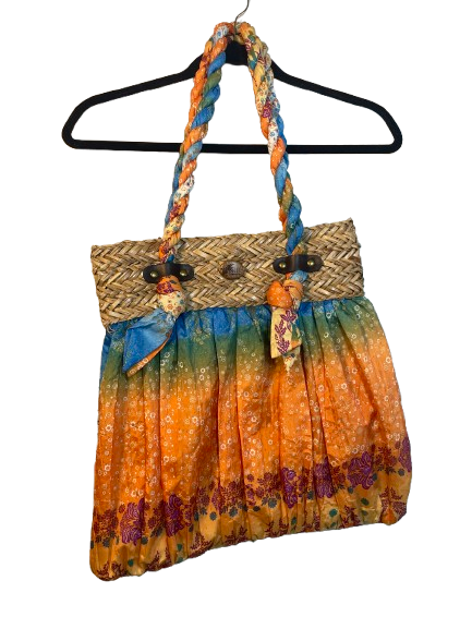 Cappelli Straworld multicolour floral straw and fabric tote bag front view