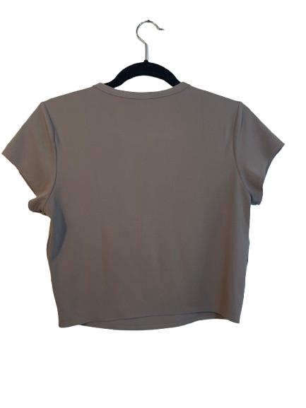 Uniqlo AIRism brown cropped short sleeve T-shirt size medium back