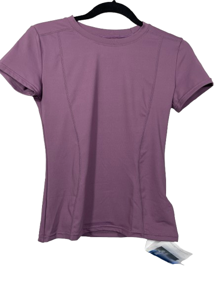 LOOVOO Small purple fitted workout yoga T-shirt front