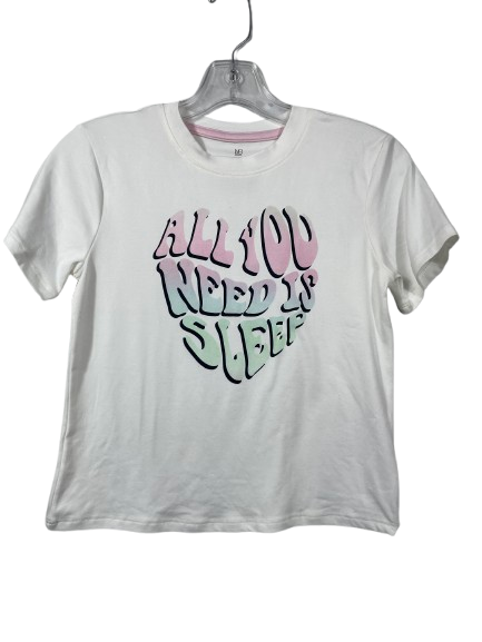 No Boundaries white All You Need Is Sleep graphic T-shirt size XS front view