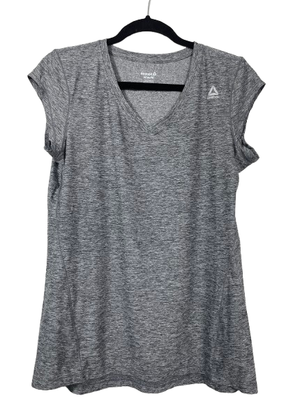 Reebok grey heather V-neck activewear T-shirt size medium REW194TS10 front view