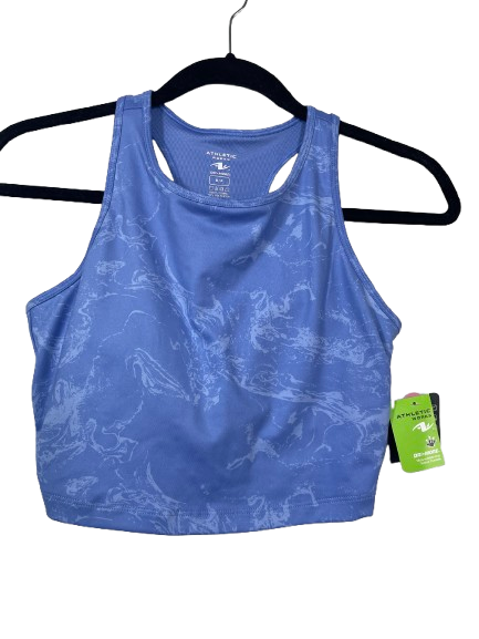 Athletic Works size small blue Dri-More high neck longline sports bra front