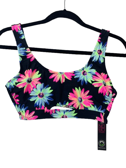 Size Small No Boundaries black multicolour floral bralette bikini swim top