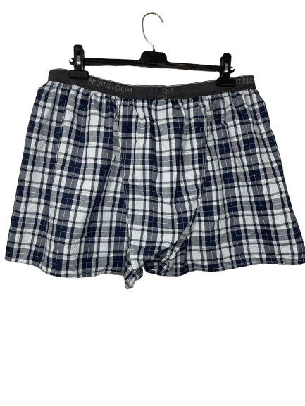 Fruit of the Loom Men's 2XL Navy Plaid Woven Boxer Shorts Back