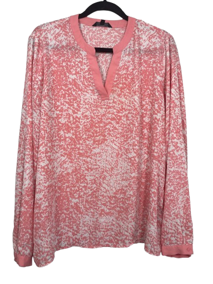 XL Kenneth Cole Select Coral Pink Abstract Print Blouse Front