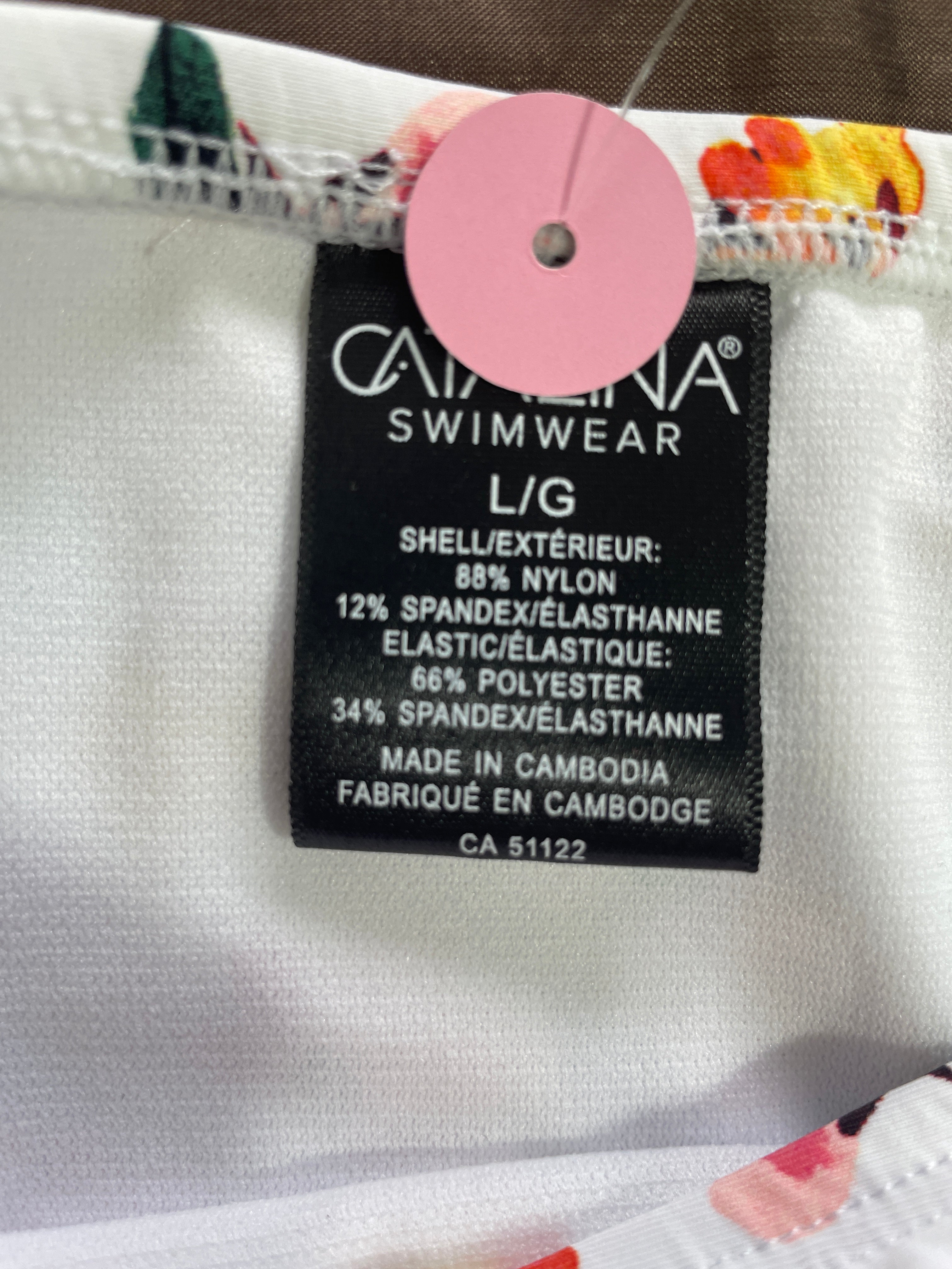 Catalina size large swimwear fabric and Cambodia label