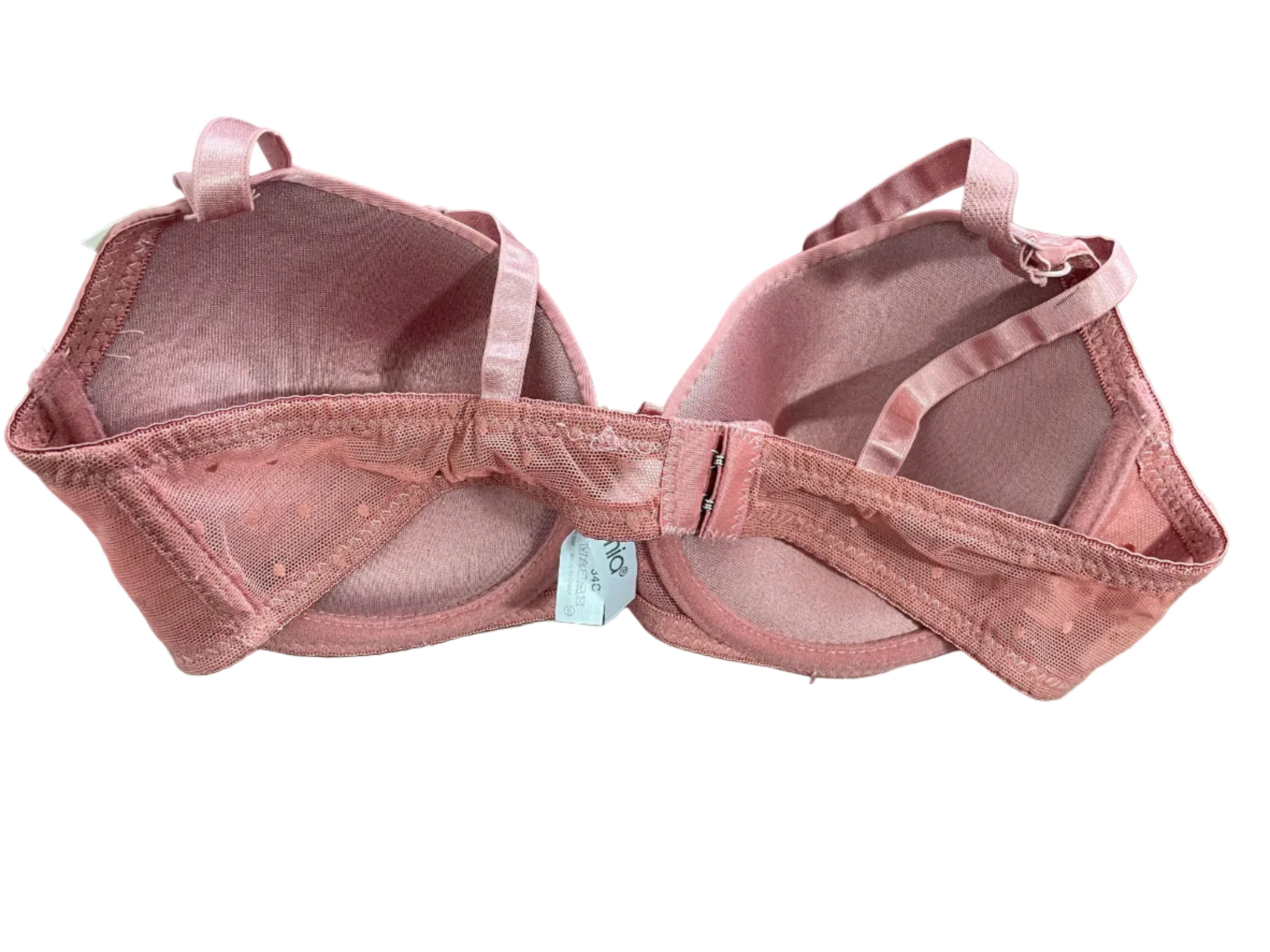 Mamia Lingerie pink lace underwire bra back adjustable straps