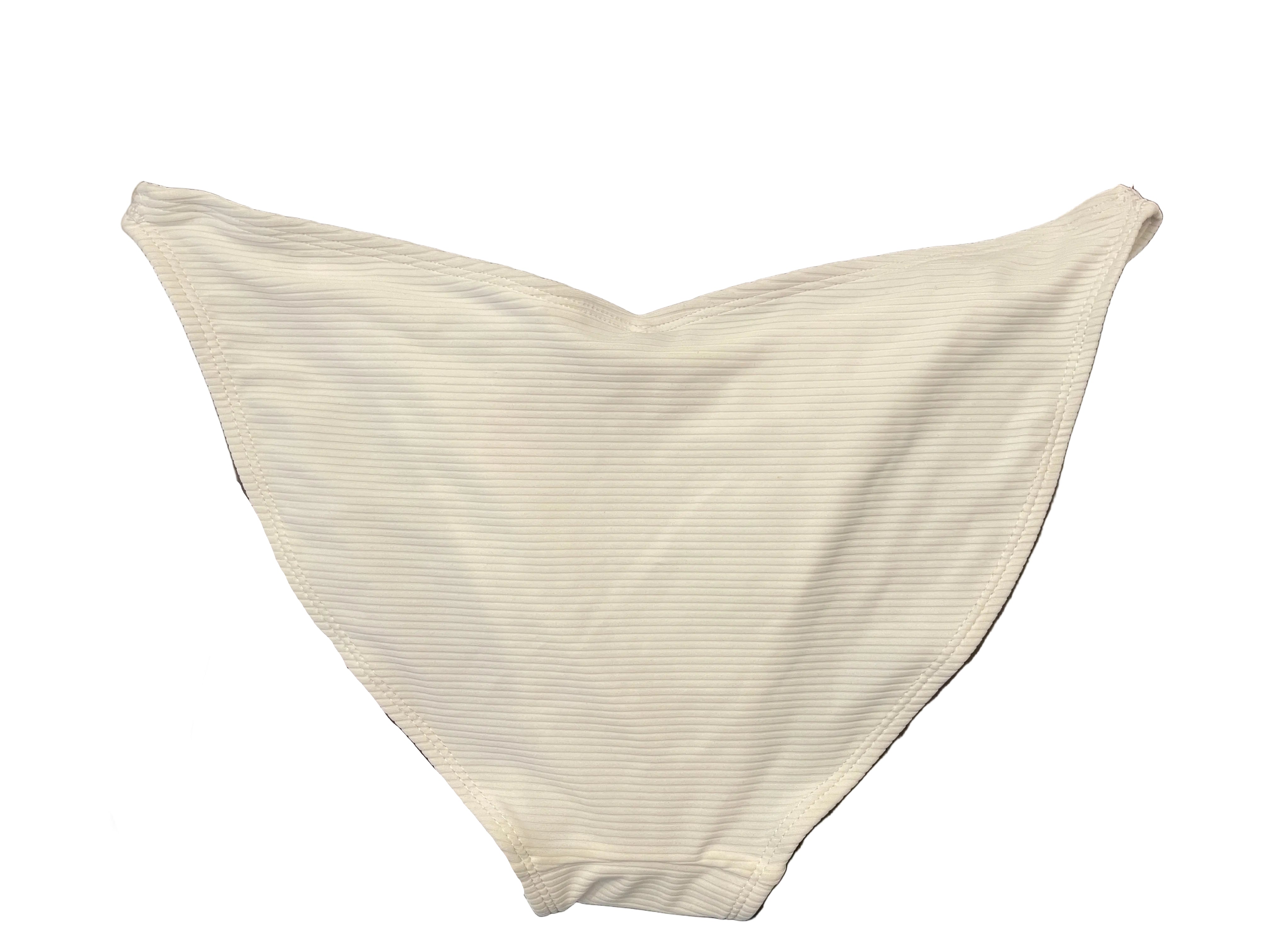 Back of No Boundaries white ribbed cheeky bikini bottom size Large