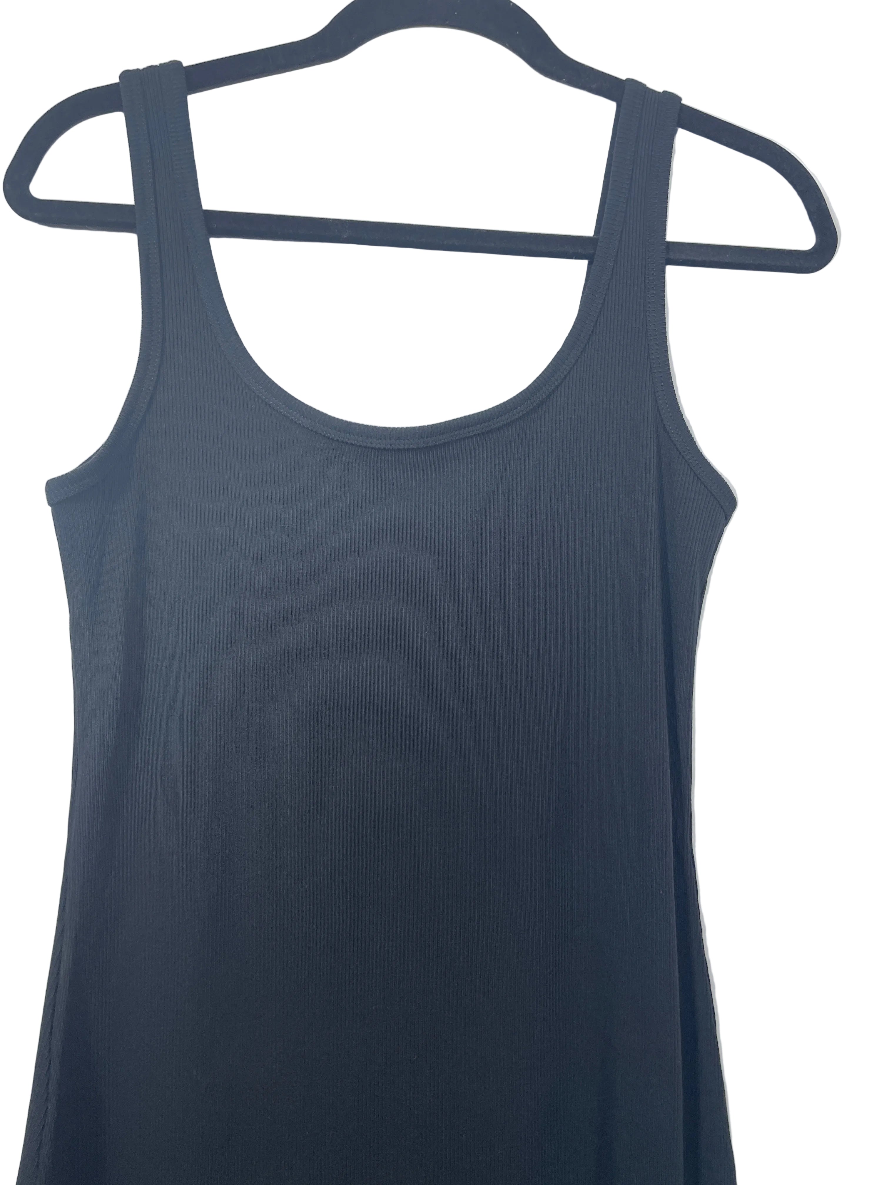 Frank And Oak black ribbed sleeveless midi dress scoop neckline