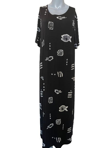 black white maxi dress