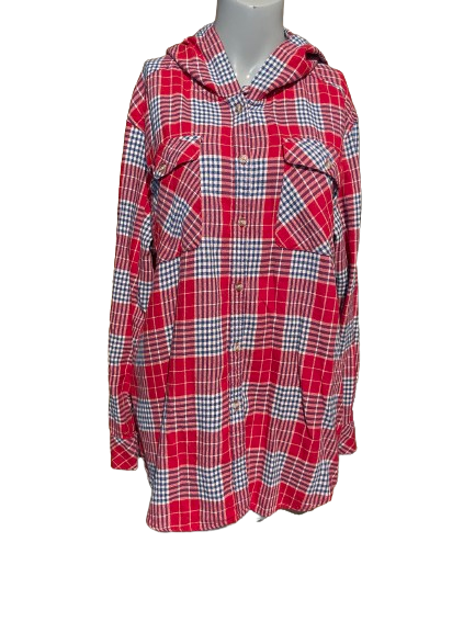nevada red plaid hooded shirt