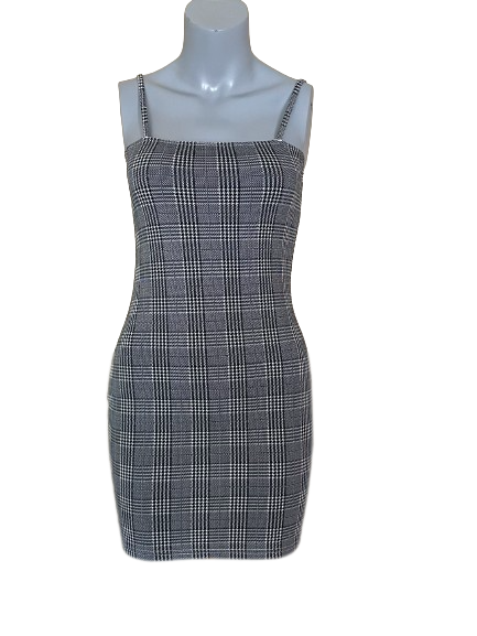 Zaful Grey Black Plaid Bodycon Dress