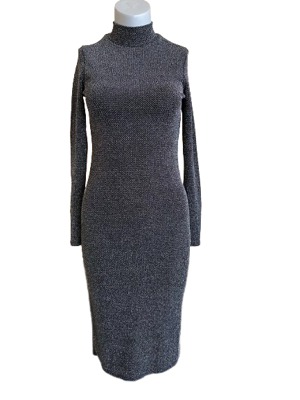 Bikkembergs Silver Black Metallic Bodycon Dress