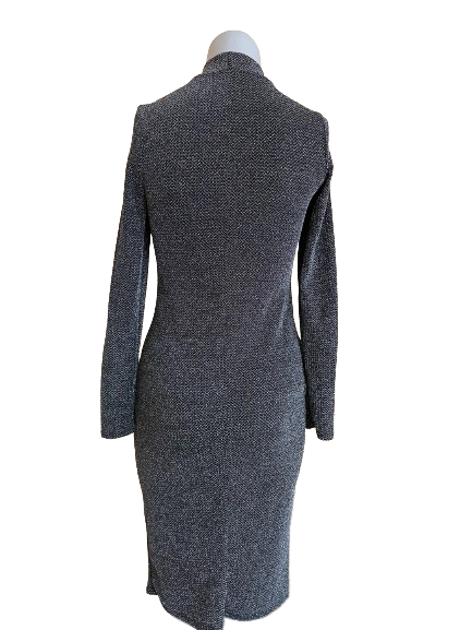 Bikkembergs Silver Black Metallic Bodycon Dress back view