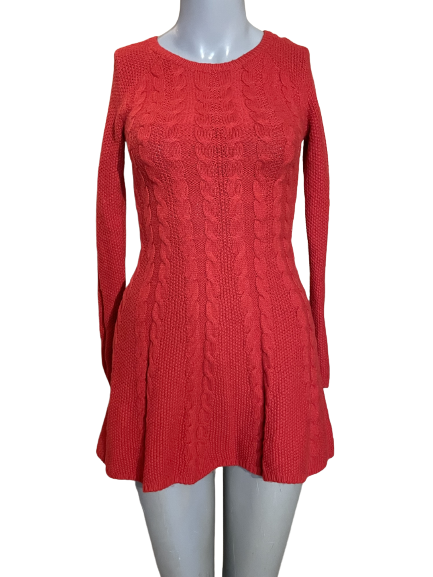 Hollister Red Long Sleeve Cable Knit Sweater Dress