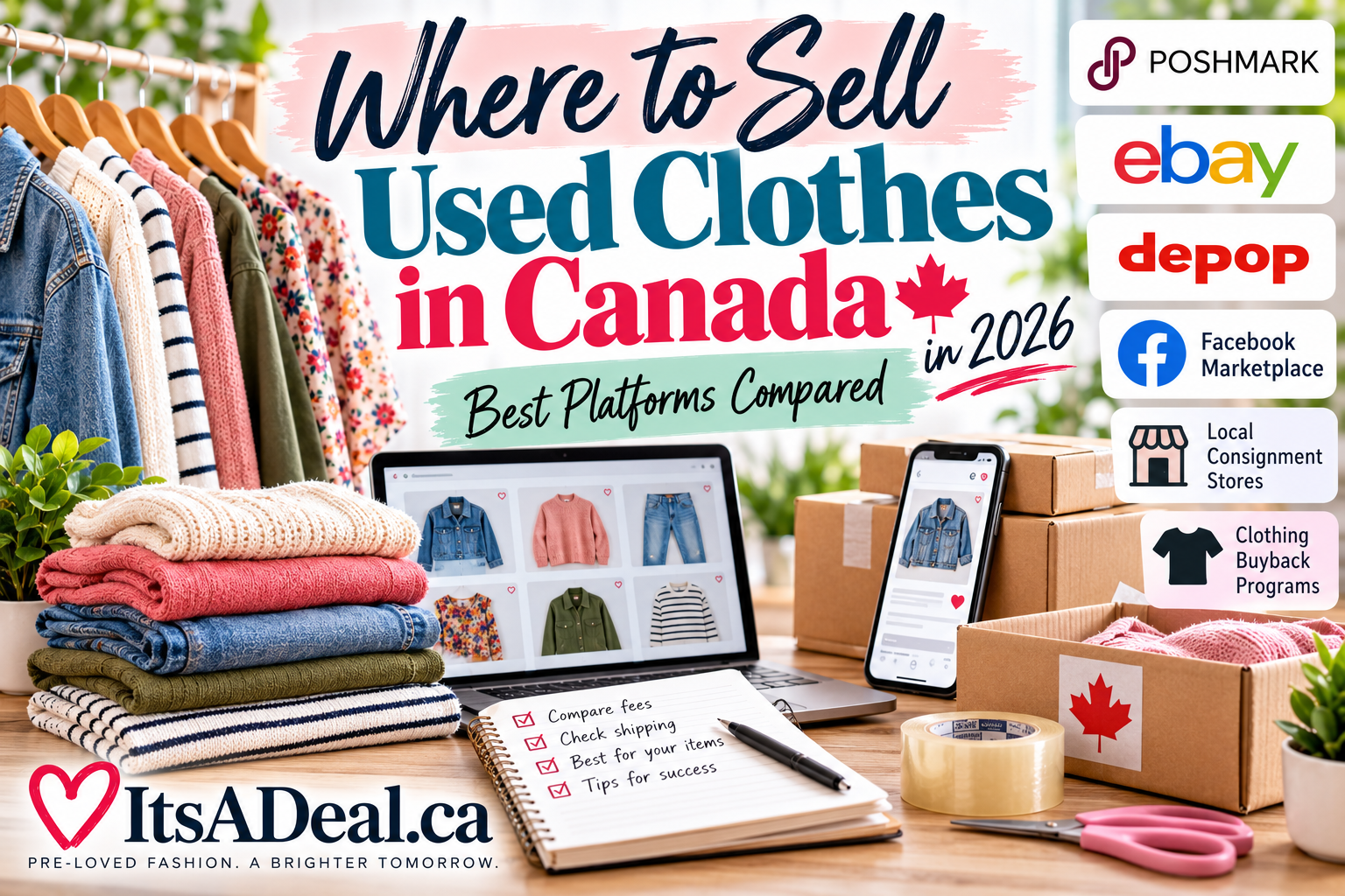 Where to sell used clothes in Canada in 2026 – comparison of online resale platforms and local selling options by ItsADeal.ca