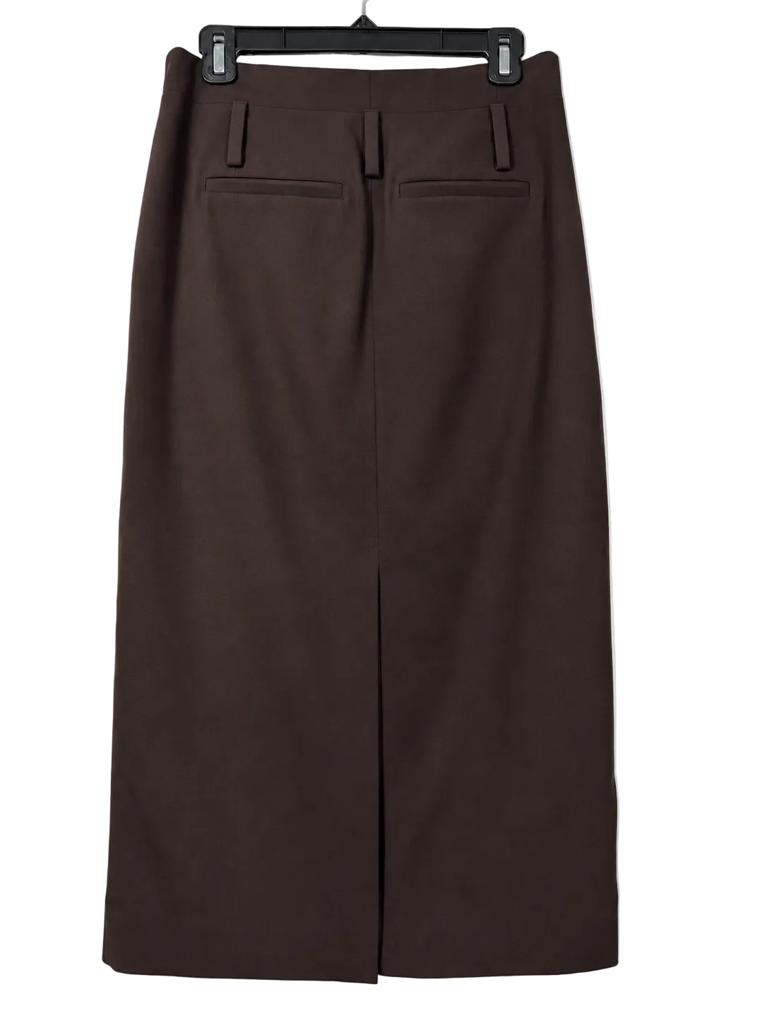 Size 4 A.L.C. Brown Wool Blend Midi Pencil Skirt Back Slit View