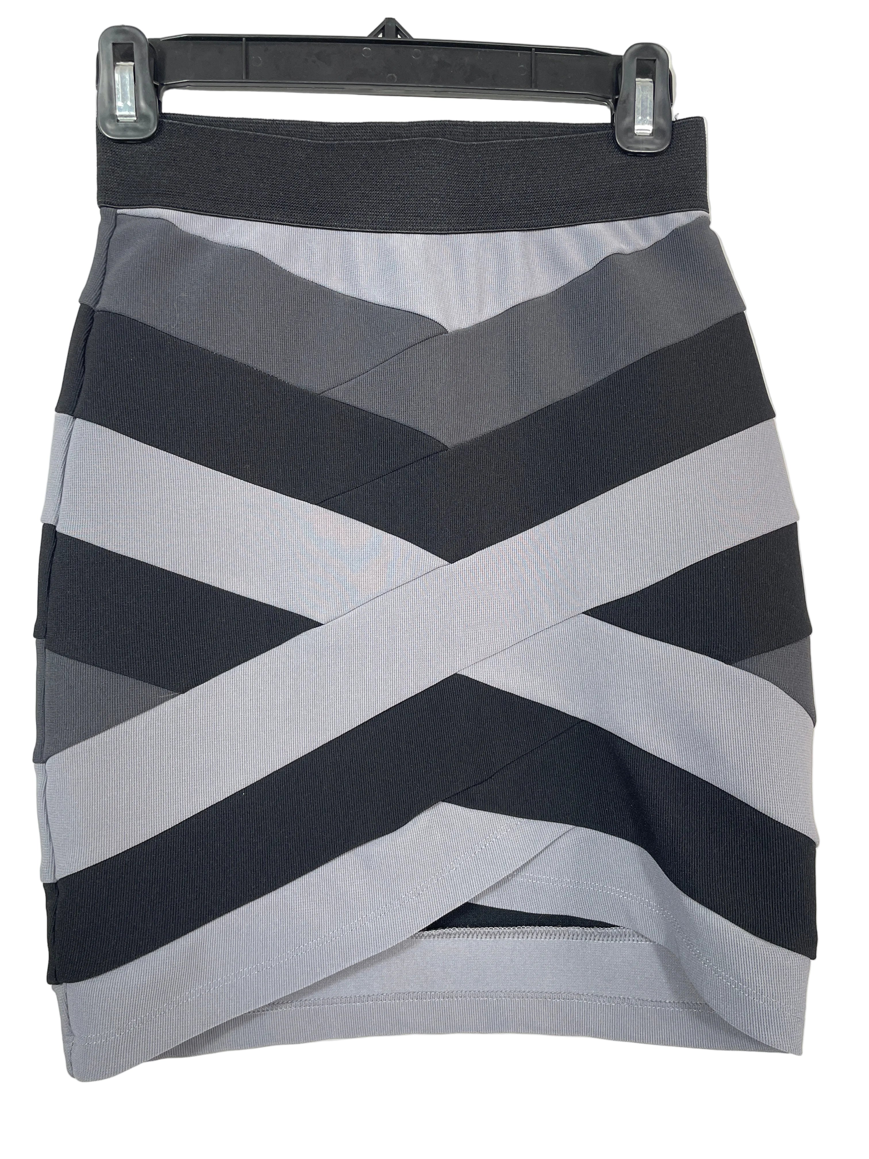 Dynamite size S black and grey colour block bodycon skirt front