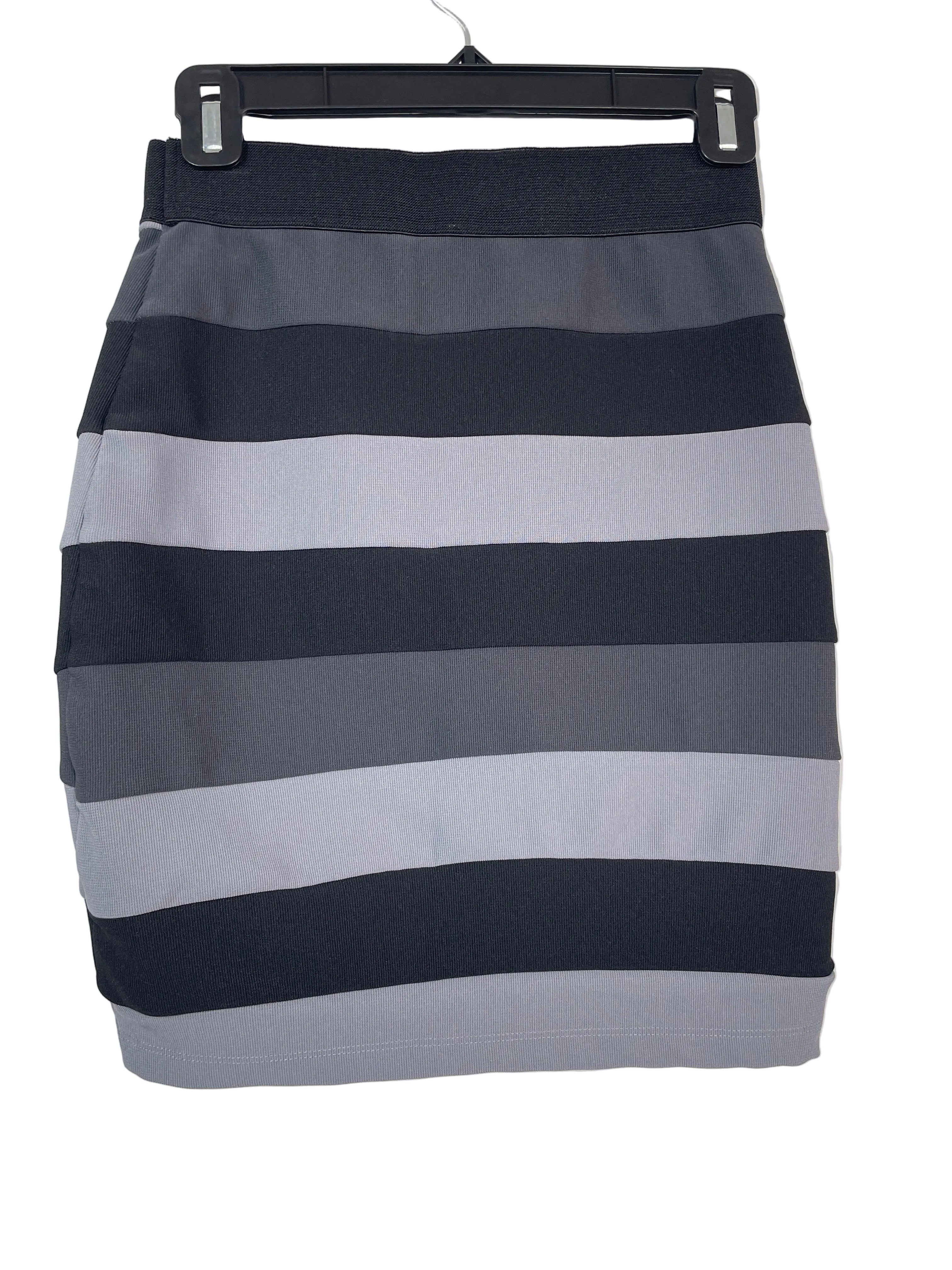 Dynamite size S black and grey striped bodycon skirt back