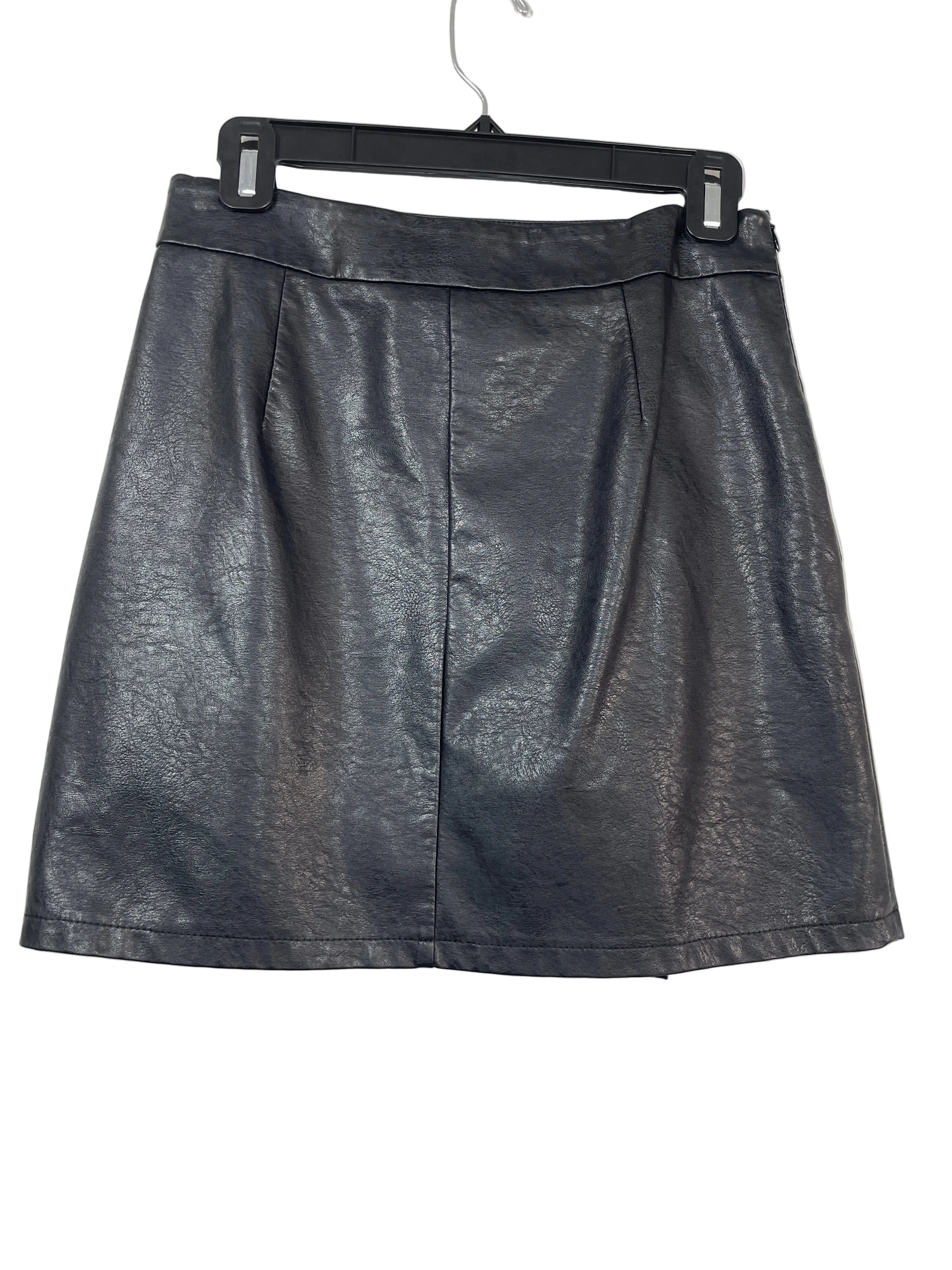 Unbranded black faux leather mini skort back view