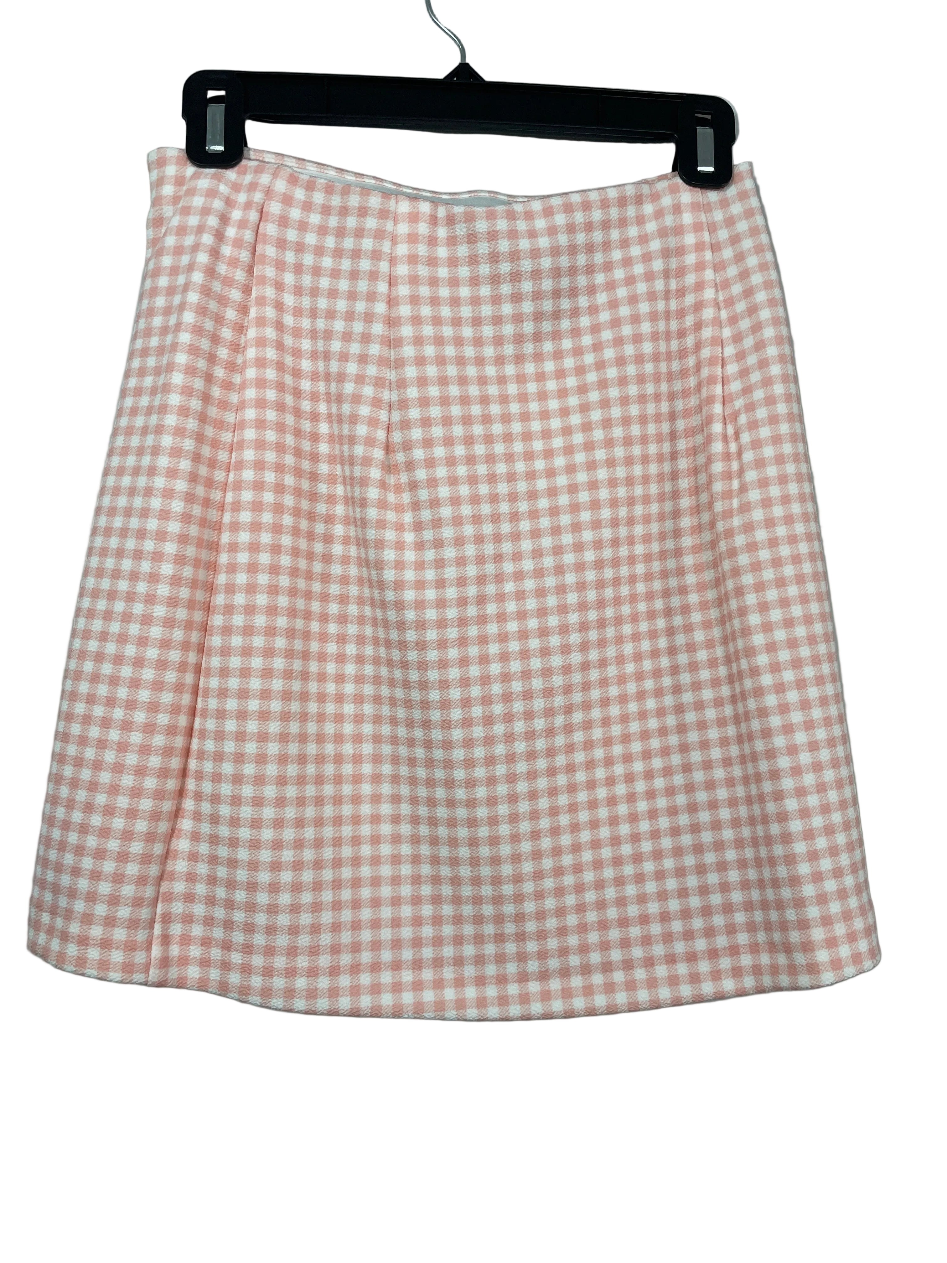 H&M Divided size S pink and white gingham A-line skirt back view