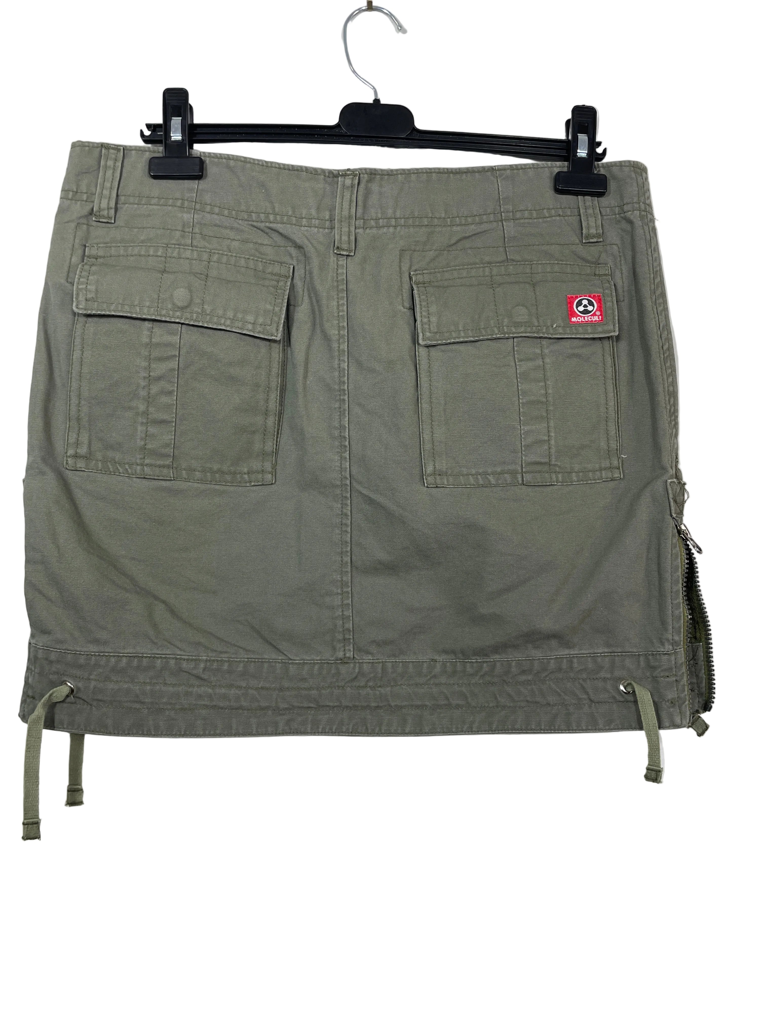 Molecule XL olive green cargo utility mini skirt back view
