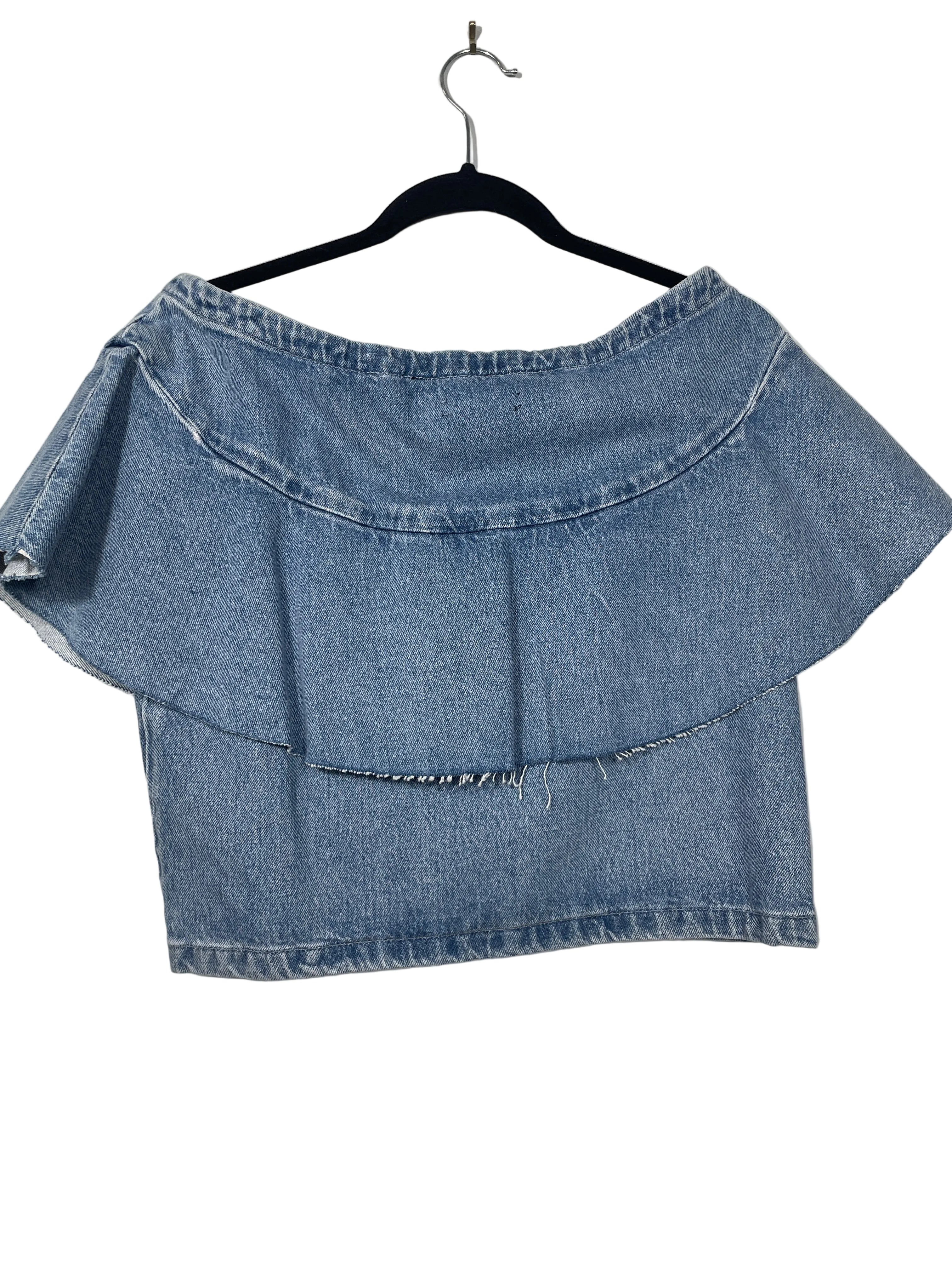 Levi’s Made & Crafted XS blue denim ruffle crop top back
