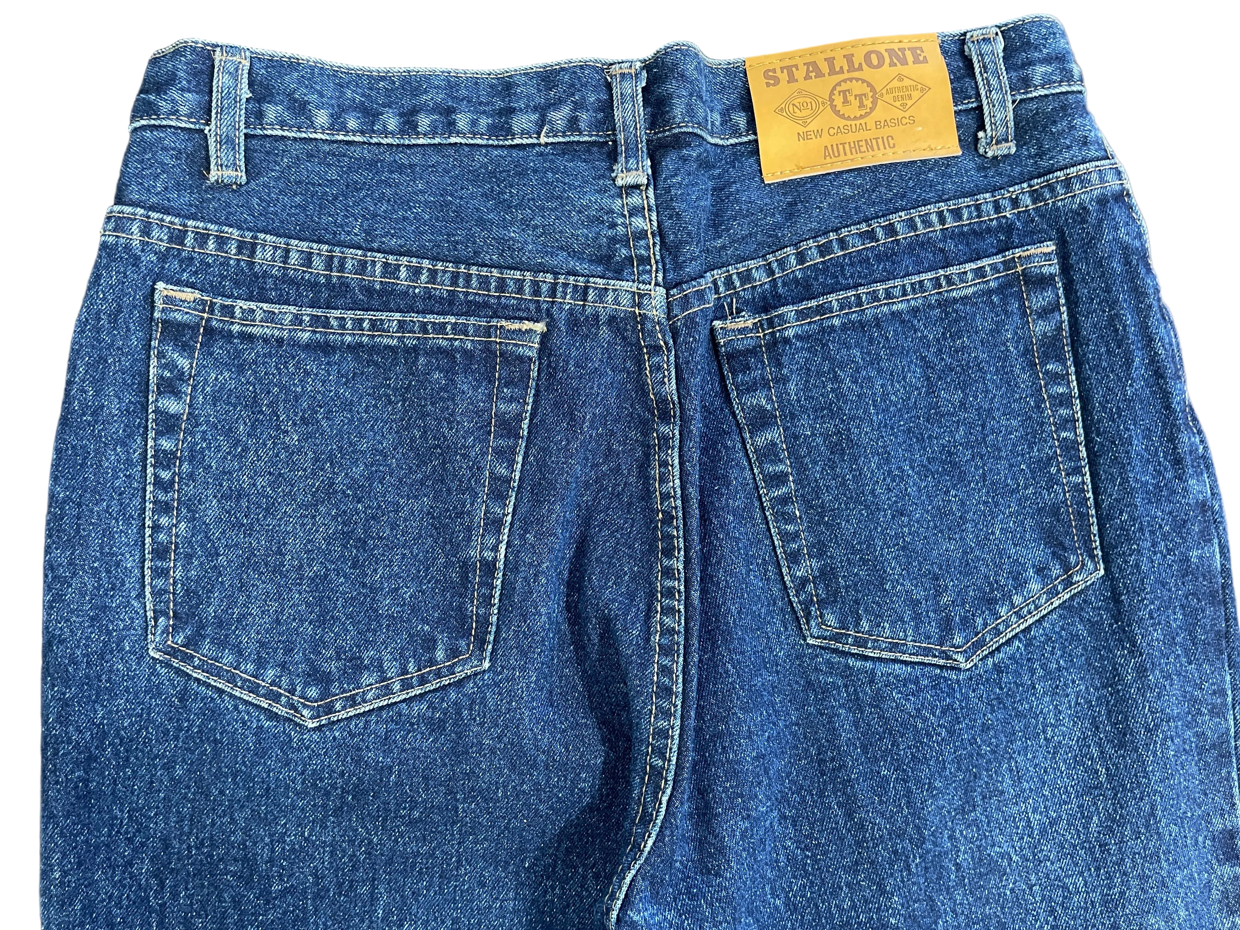 Vintage Stallone size 34 blue tapered jeans back view