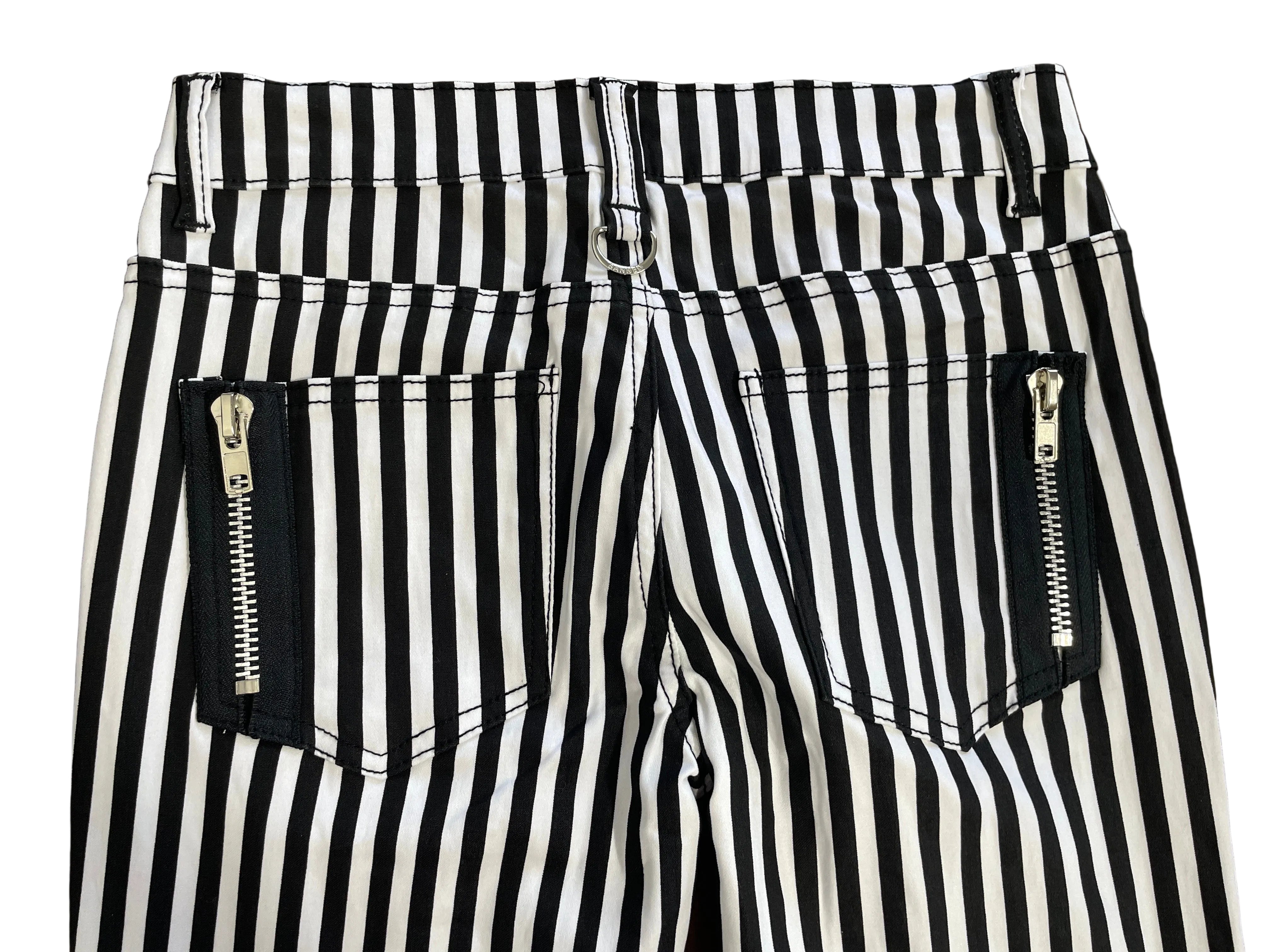 Banned Alternative striped pants zipper pocket details